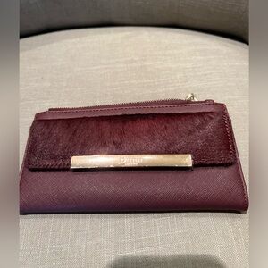 Dune London Wallet Leather with Faux Fur  Burgundy Color